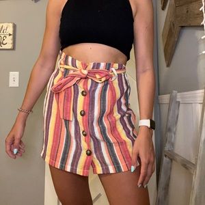 Striped Colorful Button Down Skirt